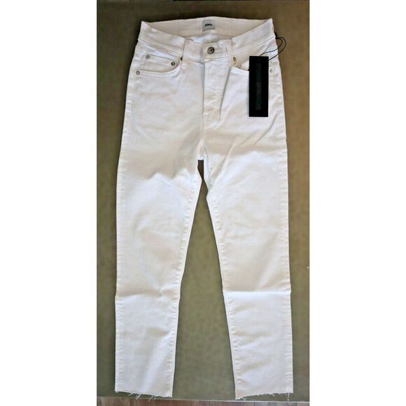 Edwin EW2003SSY Women's Sz 24 Optic White Bree Mid-Rise Straight Crop Jeans - Picture 1 of 12